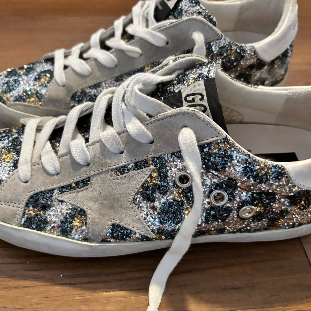 Golden Goose Silver and Gold Sneakers with Classic Design